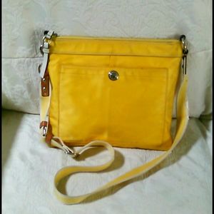 Coach yellow nylon crossbody bag